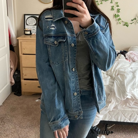 Hollister Jackets & Blazers - Lightly distressed Hollister blue denim jacket